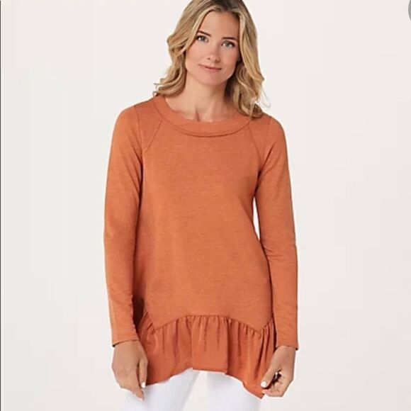 LOGO by Lori Goldstein dark mustard lounge top - Picture 3 of 8